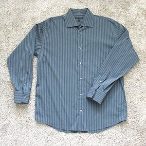 Banana Republic French Cuff Dress Shirt Mens XL - XLarge Gray with Blue Stripes